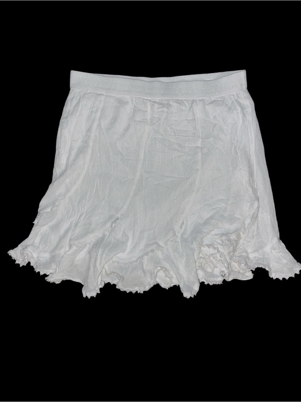 White Ruffled Linen Mini Skirt